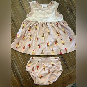 Hanna Andersson Ice Cream Print Baby Dress and Bloomers Set
